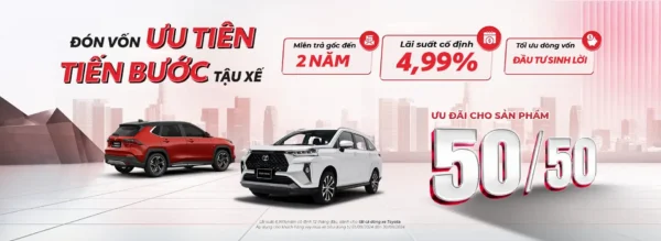 Mua xe Toyota trả góp 3 Gói vay 50/50 khi mua xe Toyota trả góp