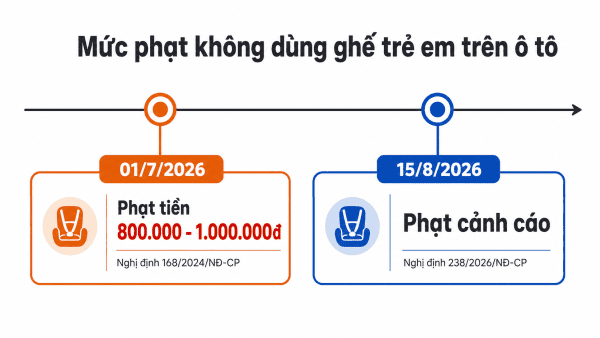 Mốc thời gian xử phạt không dùng ghế trẻ em trên ô tô từ 1/7/2026 và 15/8/2026